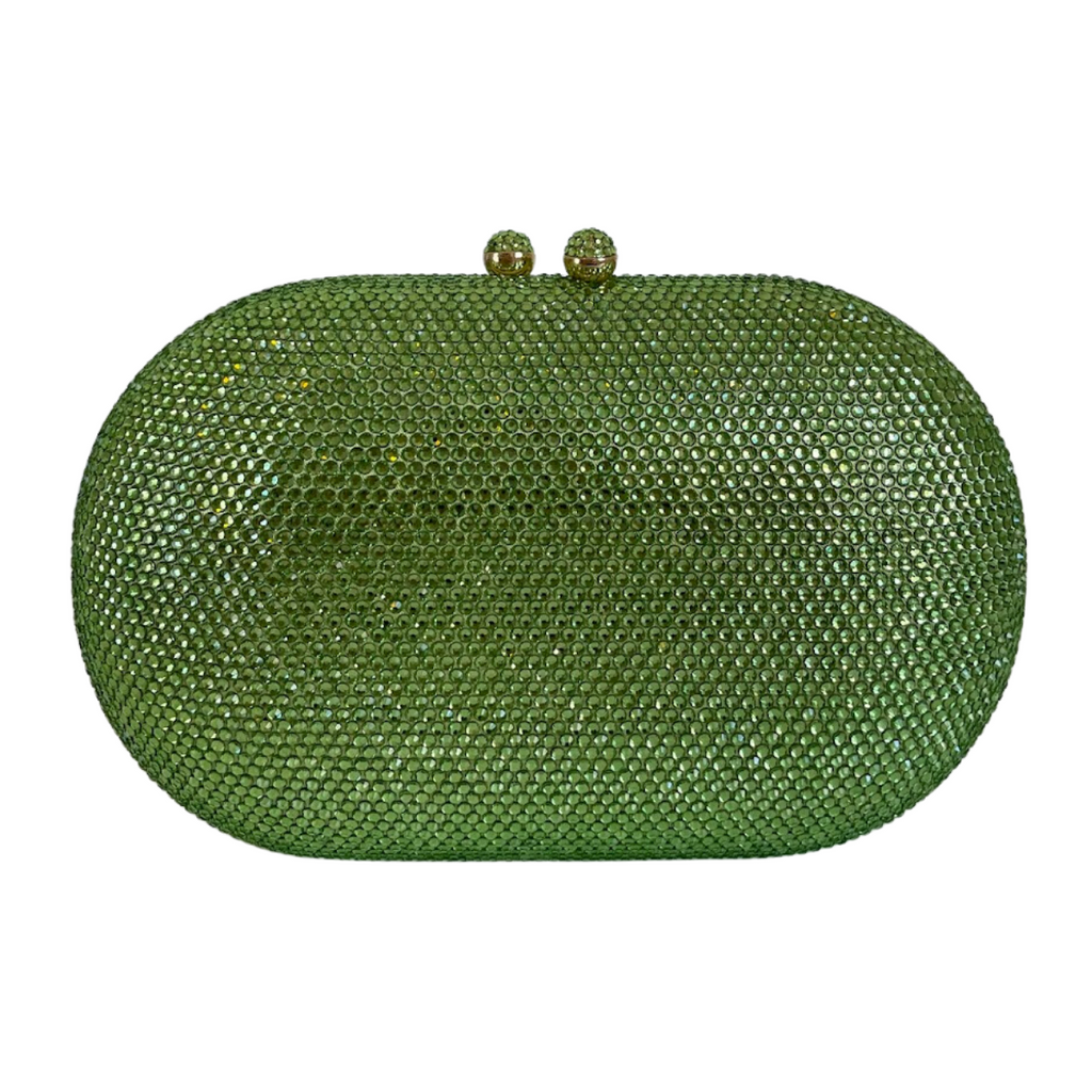 Bolsa Festa Clutch Pedraria Strass Oval Verde Lima