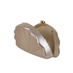 Bolsa de Festa Clutch Acrílico Perolado Meia Lua Bege