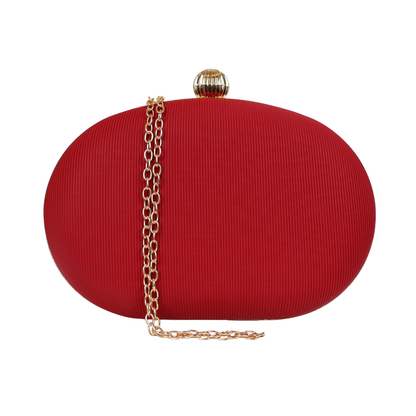 Bolsa de Festa Clutch Tecido Oval Vermelha