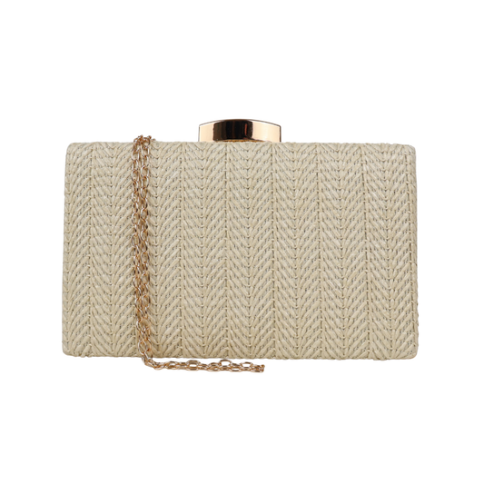Bolsa Clutch Festa Palha Bege Claro