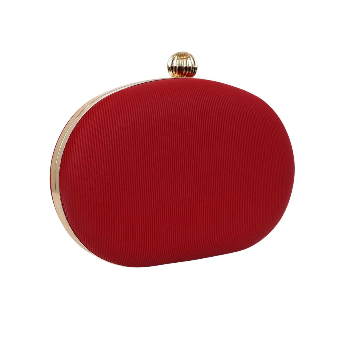 Bolsa de Festa Clutch Tecido Oval Vermelha