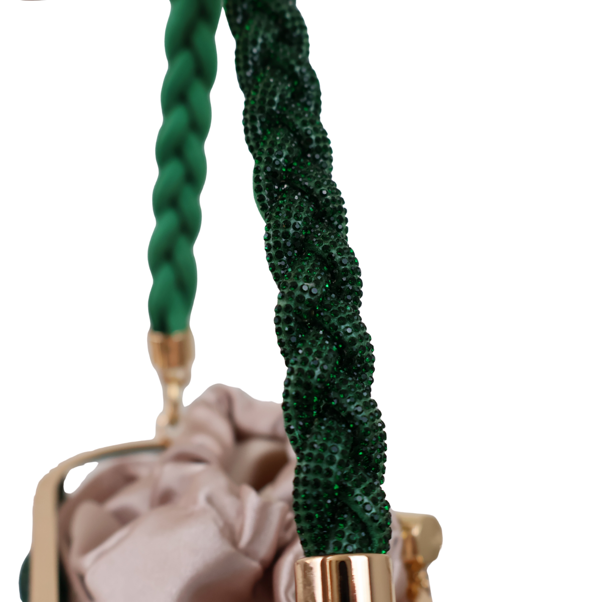 Bolsa de Mão Cesto em Pedraria Verde