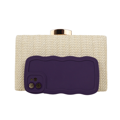 Bolsa Clutch Festa Palha Bege Claro