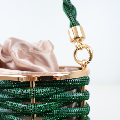 Bolsa de Mão Cesto em Pedraria Verde
