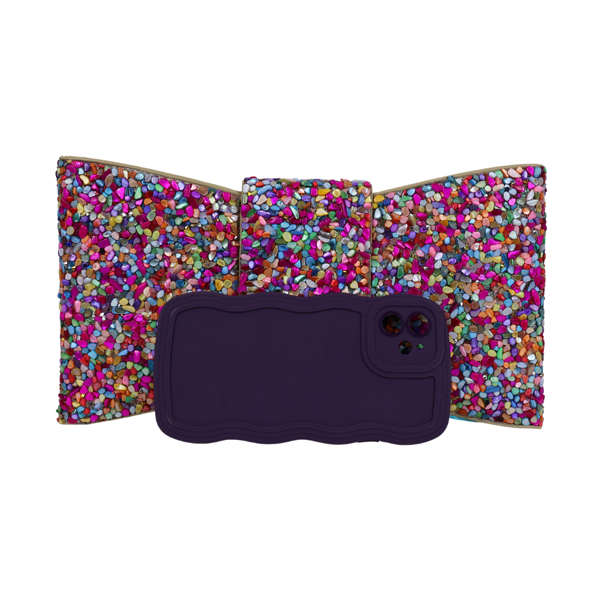 Bolsa Carteira de Festa Clutch Pedraria Colorida