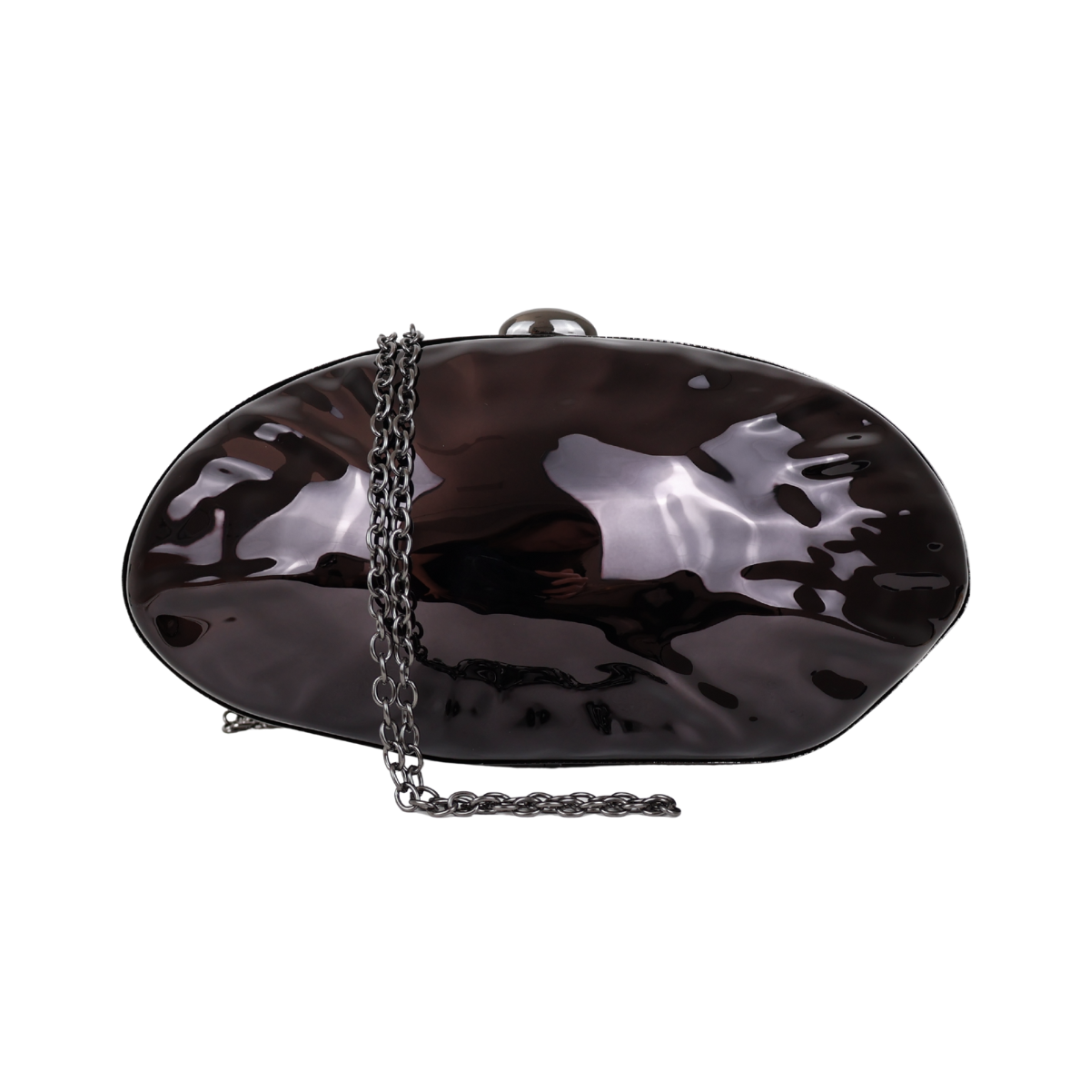 Bolsa Clutch Festa Acrílico Oval Preta