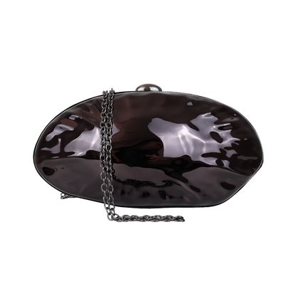 Bolsa Clutch Festa Acrílico Oval Preta