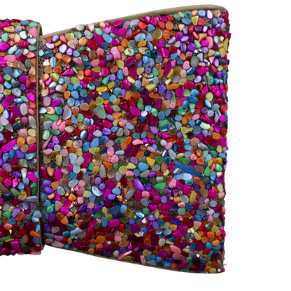 Bolsa Carteira de Festa Clutch Pedraria Colorida