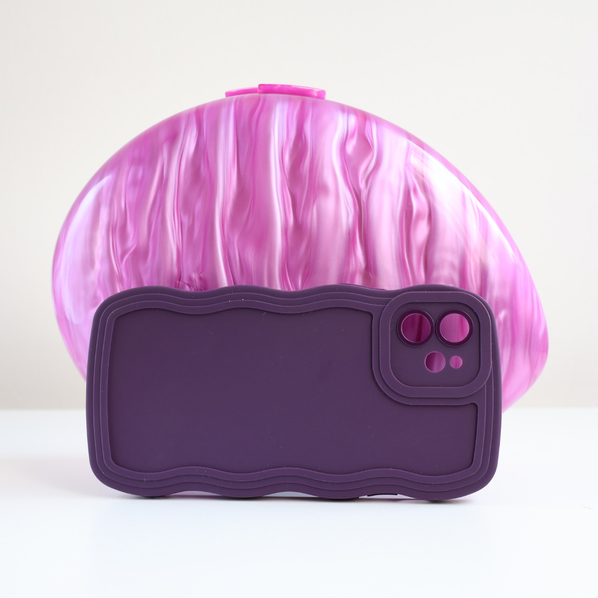 Bolsa de Festa Clutch Acrílico Oval Lilás