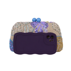Bolsa Clutch Festa Bordada Flores Azul e Lavanda