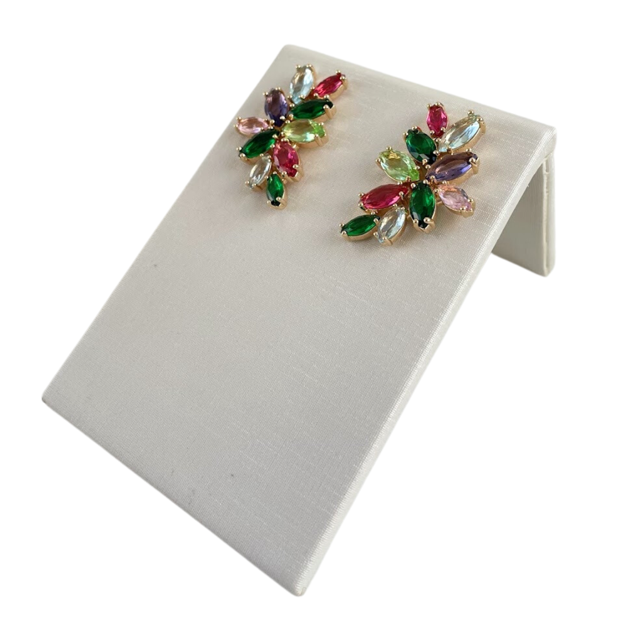 Brinco Dourado e Cristal Colorido - Semijoia