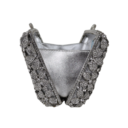 Bolsa Festa Clutch Pedraria Strass Prata