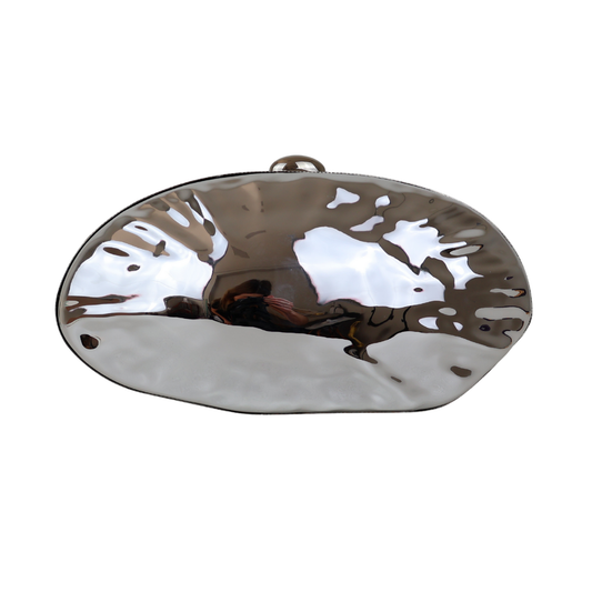 Bolsa Clutch Festa Acrílico Oval Prata