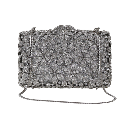 Bolsa Festa Clutch Pedraria Strass Prata