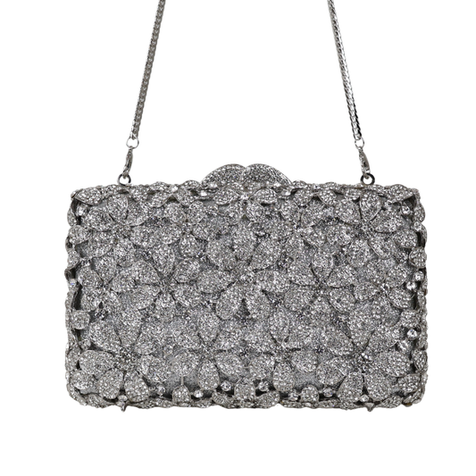 Bolsa Festa Clutch Pedraria Strass Prata