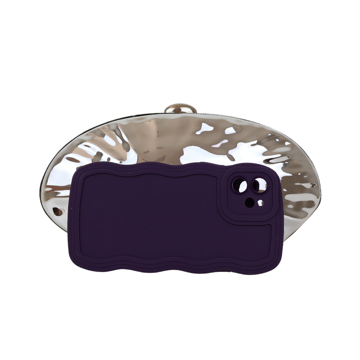 Bolsa Clutch Festa Acrílico Oval Prata - ReUse