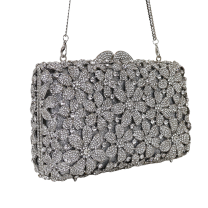 Bolsa Festa Clutch Pedraria Strass Prata