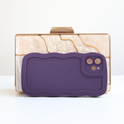 Bolsa de Festa Clutch Acrílico e Metal Bege