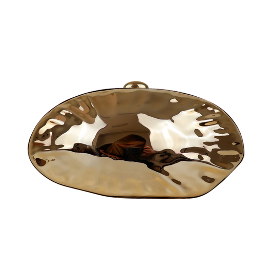 Bolsa Clutch Festa Acrílico Oval Dourada