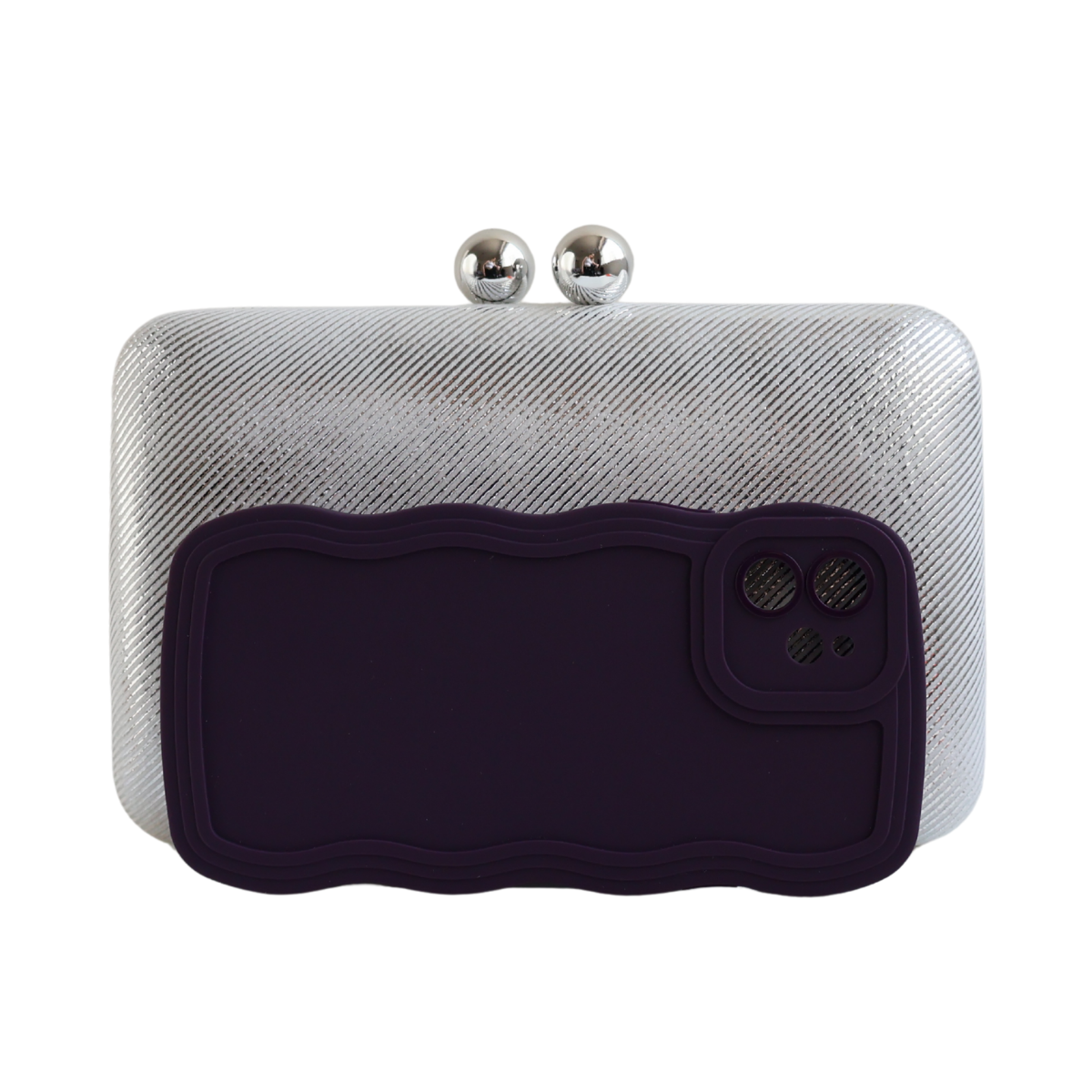 Bolsa de Festa Clutch Vinil Prateada