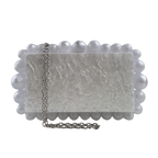 Bolsa de Festa Clutch Acrílico Bolas Branca