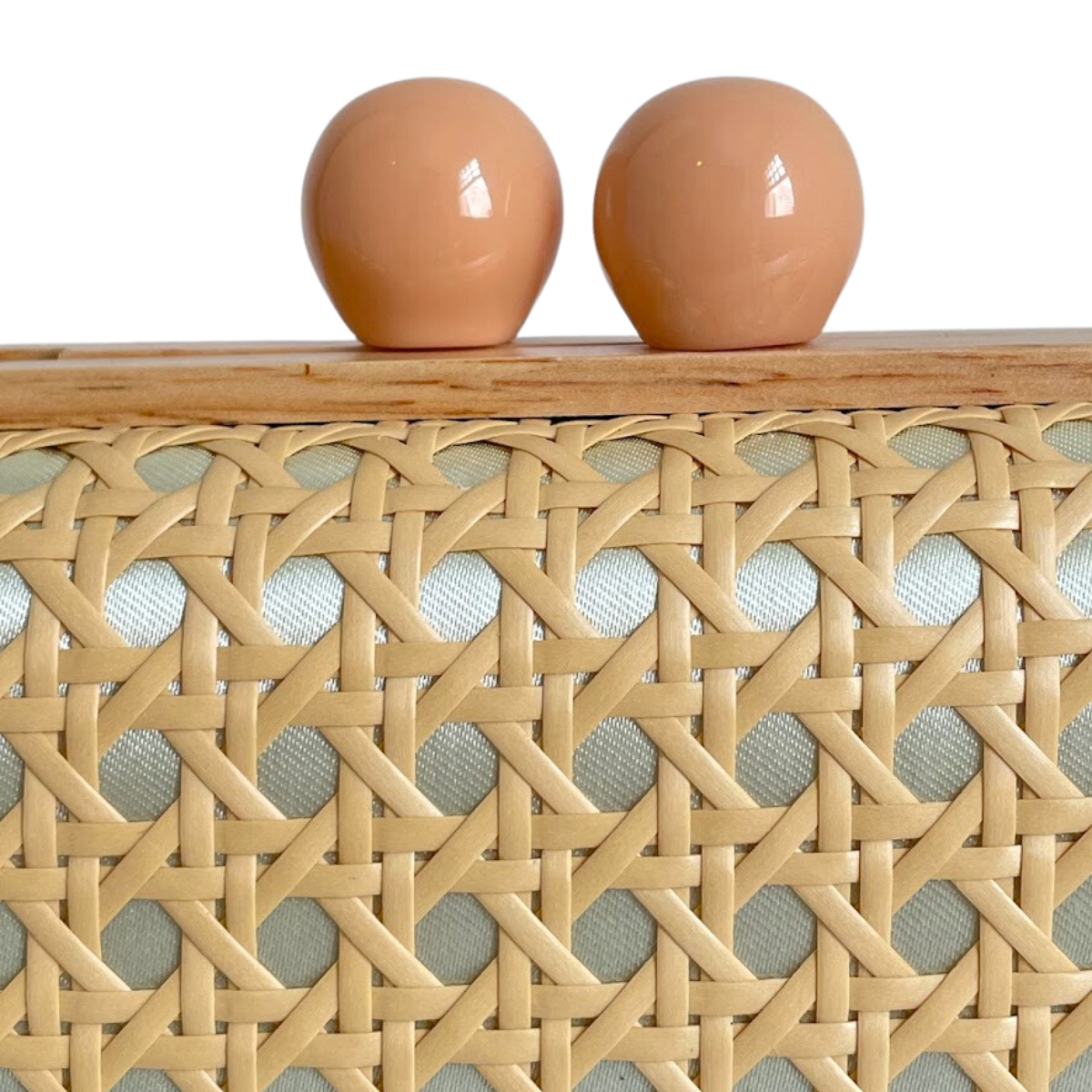 Bolsa de Festa Clutch Madeira e Palha da Índia Bege