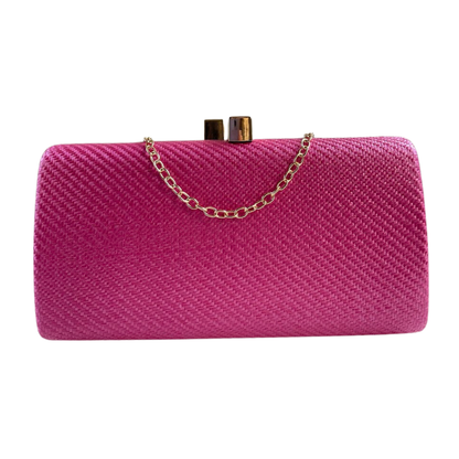 Bolsa de Festa Clutch Palha Rosa