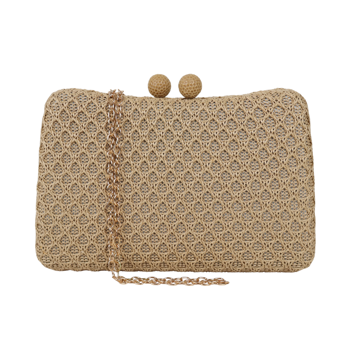 Bolsa de Festa Clutch Palha Bege