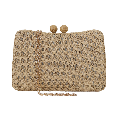 Bolsa de Festa Clutch Palha Bege