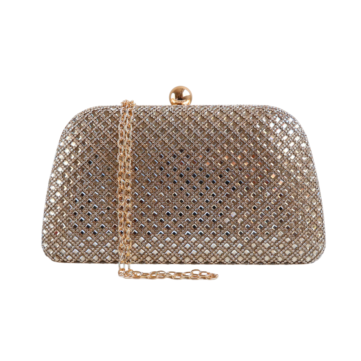 Bolsa Festa Clutch Strass Dourada