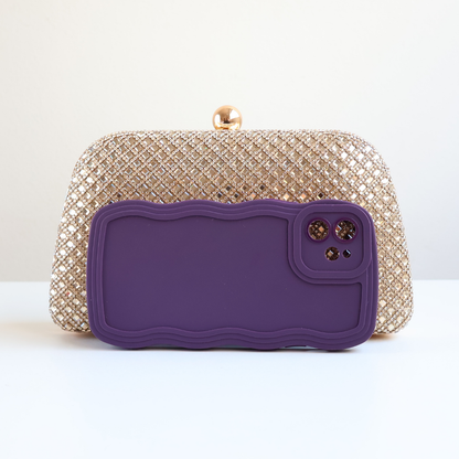 Bolsa Festa Clutch Strass Dourada