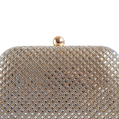 Bolsa Festa Clutch Strass Dourada