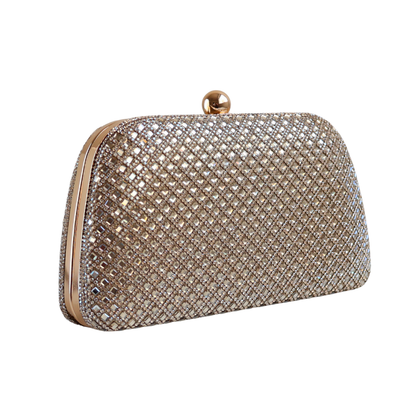 Bolsa Festa Clutch Strass Dourada