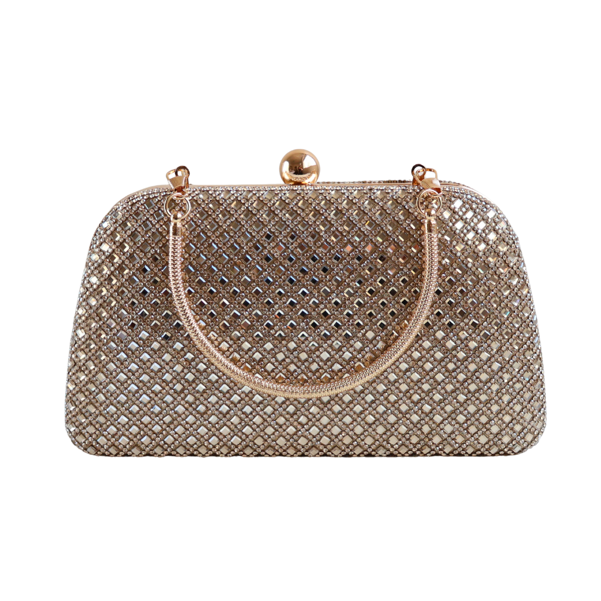 Bolsa Festa Clutch Strass Dourada