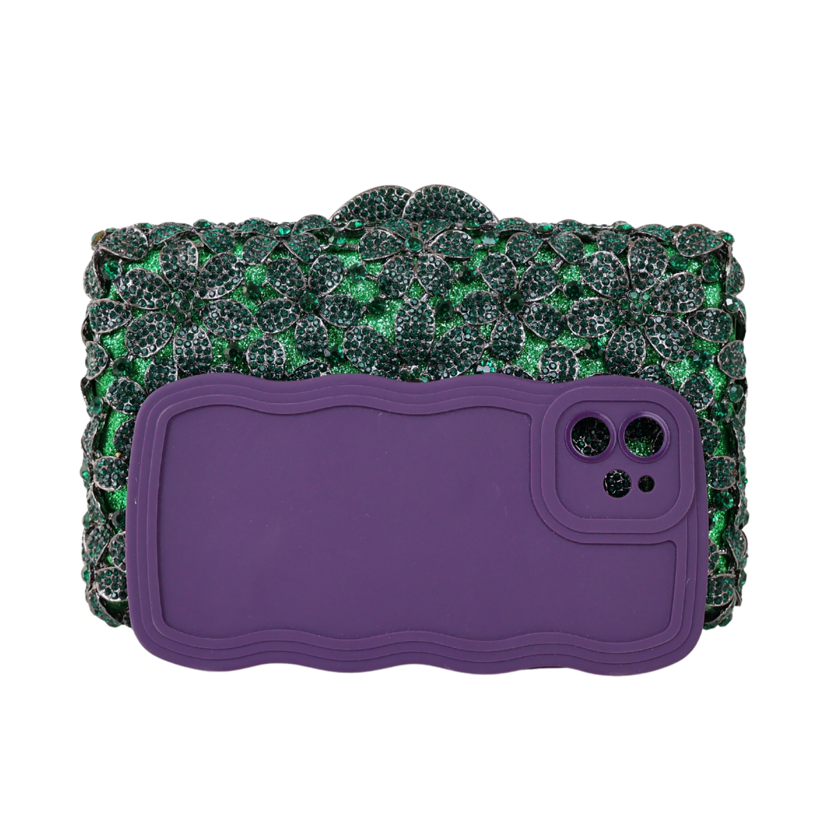 Bolsa Festa Clutch Pedraria Strass Verde