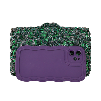 Bolsa Festa Clutch Pedraria Strass Verde