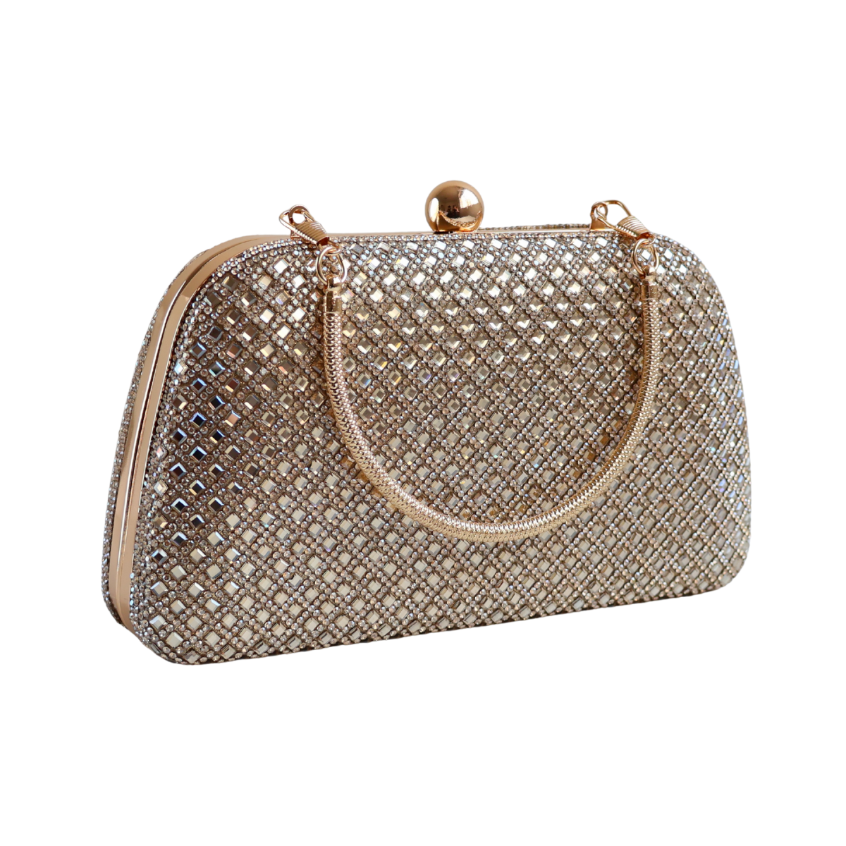 Bolsa Festa Clutch Strass Dourada