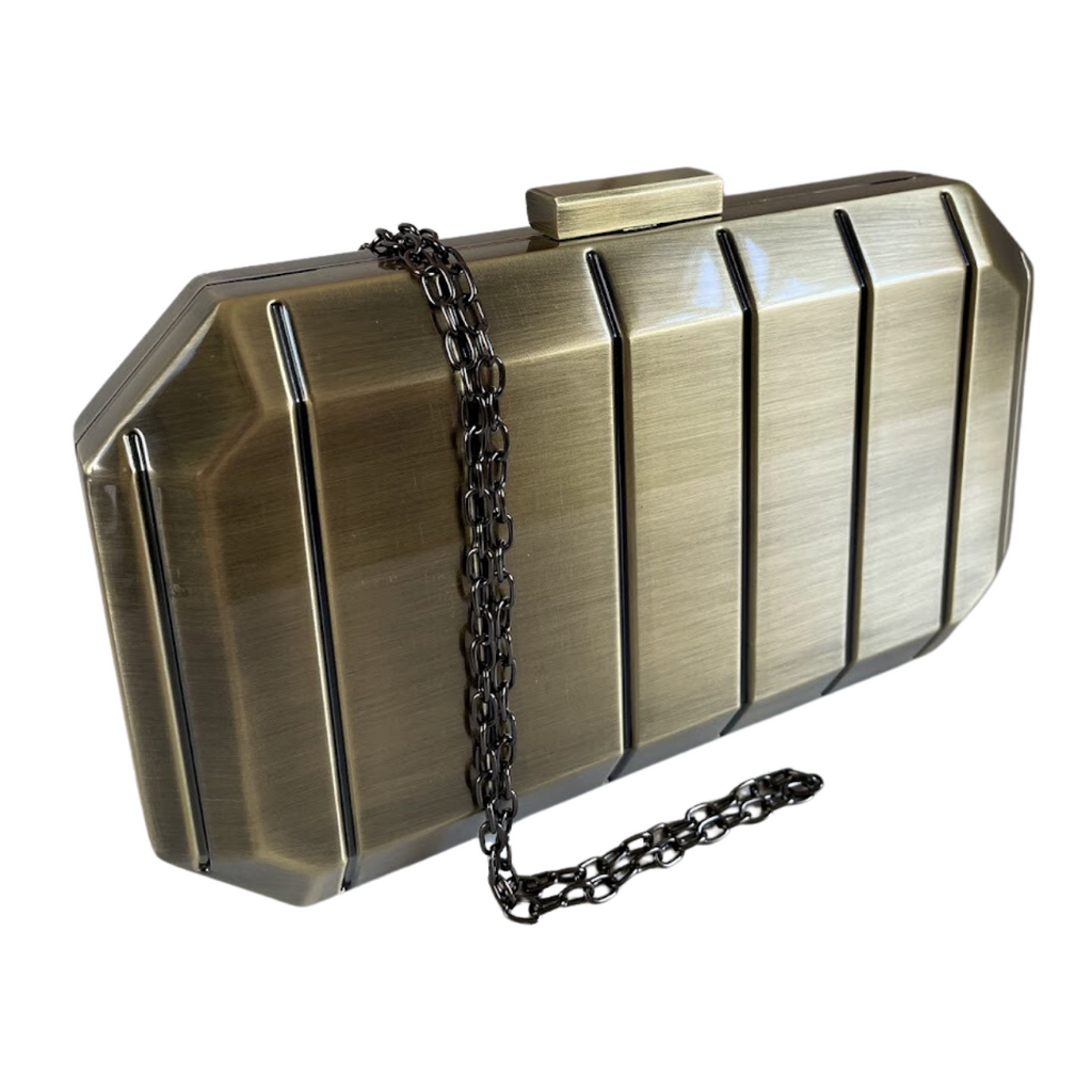 Bolsa Festa Clutch Metal Escovado Ouro Envelhecido - ReUse
