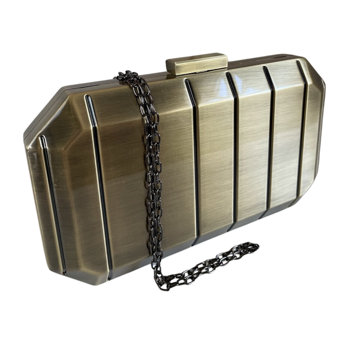 Bolsa Festa Clutch Metal Escovado Ouro Envelhecido