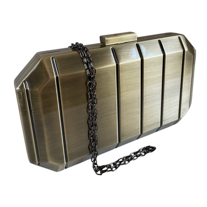 Bolsa Festa Clutch Metal Escovado Ouro Envelhecido