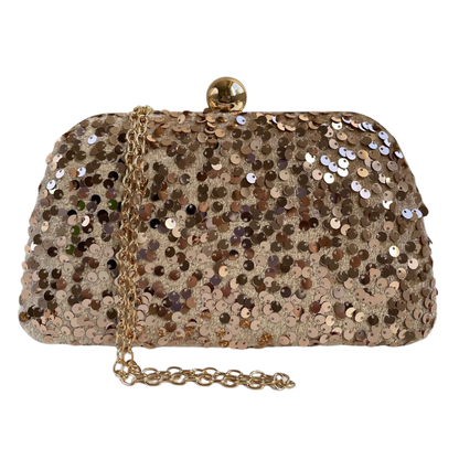 Bolsa de Festa Clutch Paetê Lantejoulas Dourada