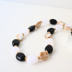 Alça de Mão - Preta, Branca e Bege - Metal Dourado