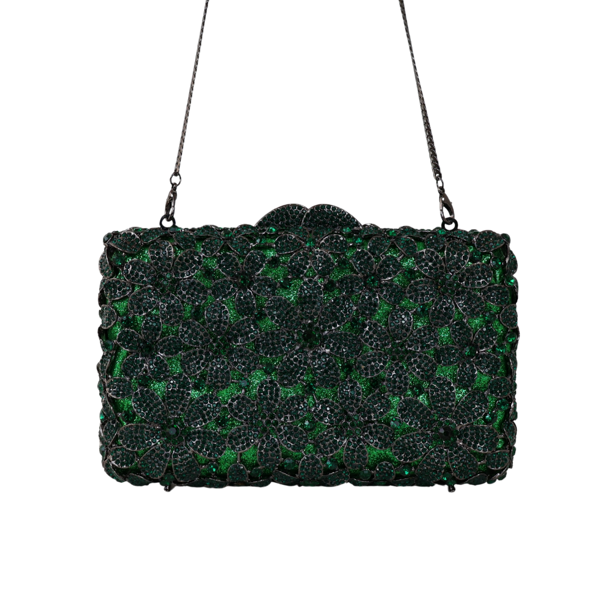 Bolsa Festa Clutch Pedraria Strass Verde