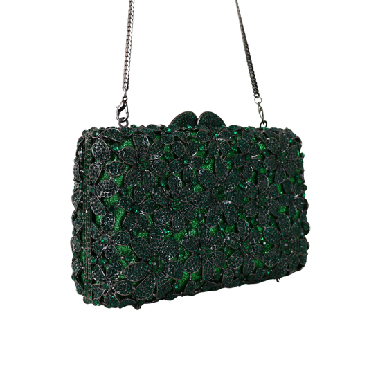 Bolsa Festa Clutch Pedraria Strass Verde