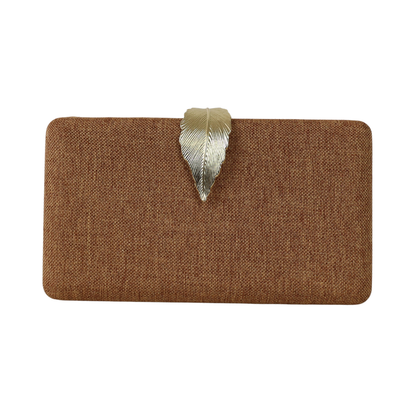 Bolsa Clutch Festa Fecho de Folha Caramelo