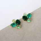 Brinco Dourado e Cristal Verde - Semijoia