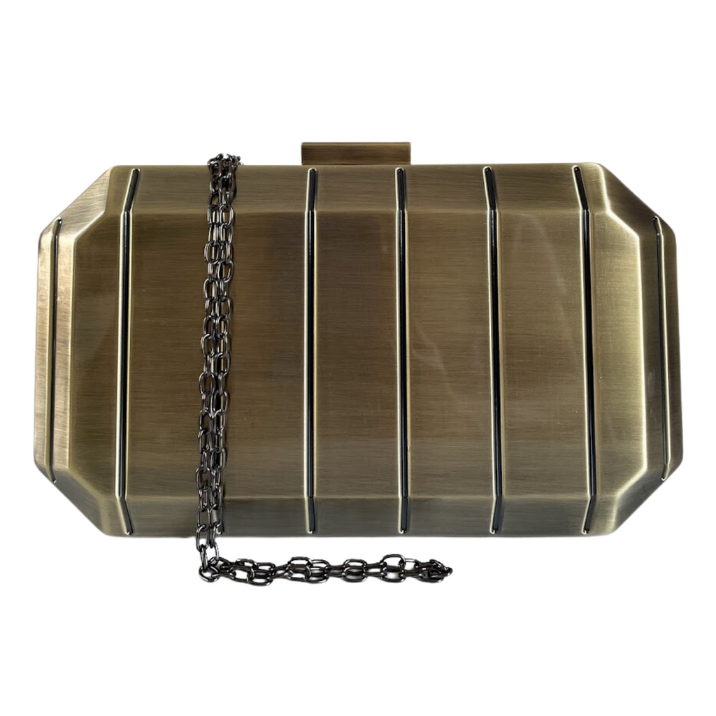 Bolsa Festa Clutch Metal Escovado Ouro Envelhecido - ReUse