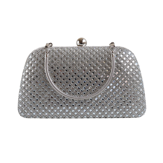 Bolsa Festa Clutch Strass Prata