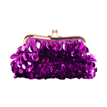 Bolsa de Festa Clutch Lantejoula Folha Brilhante Roxa - ReUse
