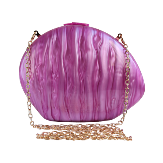 Bolsa de Festa Clutch Acrílico Oval Lilás